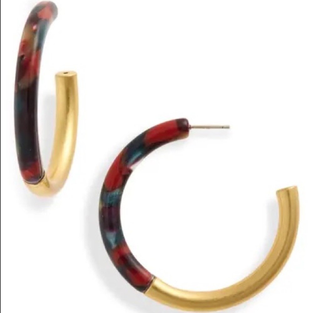 NWT Madewell Half Acetate Gold Tone Hoop Earring